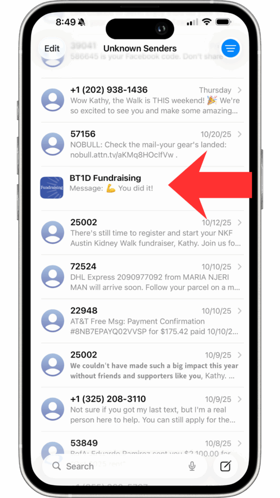 RCS in Unknown Senders